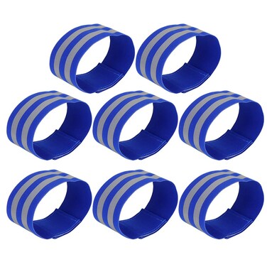 X AUTOHAUX 8pcs Reflective Bands for Arm Reflective Armbands High Visibility Night Cycling Riding Reflector Tape Straps Bracelet Blue