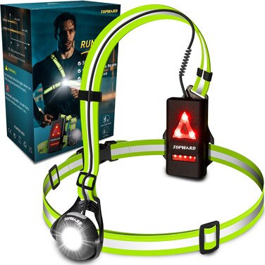 Topward Running Lights for Runners USB-C Rechargeable, Chest Headlamp with 500 Lumen Adjustable Beam, Safety Light for Walking Dog at Night