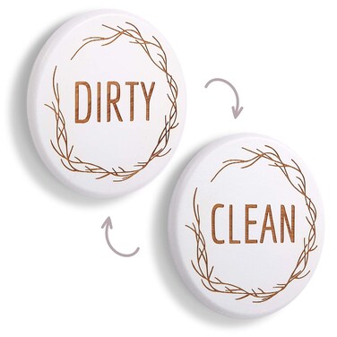 TEYGA Bamboo Dishwasher Magnet Clean Dirty Sign - Clean Dirty Magnet for Dishwasher, Dirty Clean Dishwasher Magnet, Dishwasher Clean Dirty Sign, Clean and Dirty Dishwasher Magnet