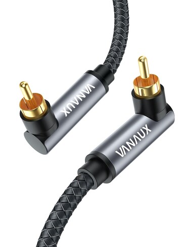 VANAUX &atilde;&euro;Upgraded Double 90 Degree RCA Cable,Right Angle Subwoofer Cable,Digital Coaxial Audio Cable [Nylon Braided,Gold-Plated Plug] for Amplifiers,Hi-Fi Systems,HDTV,Sound Bar(5ft/1.5m)