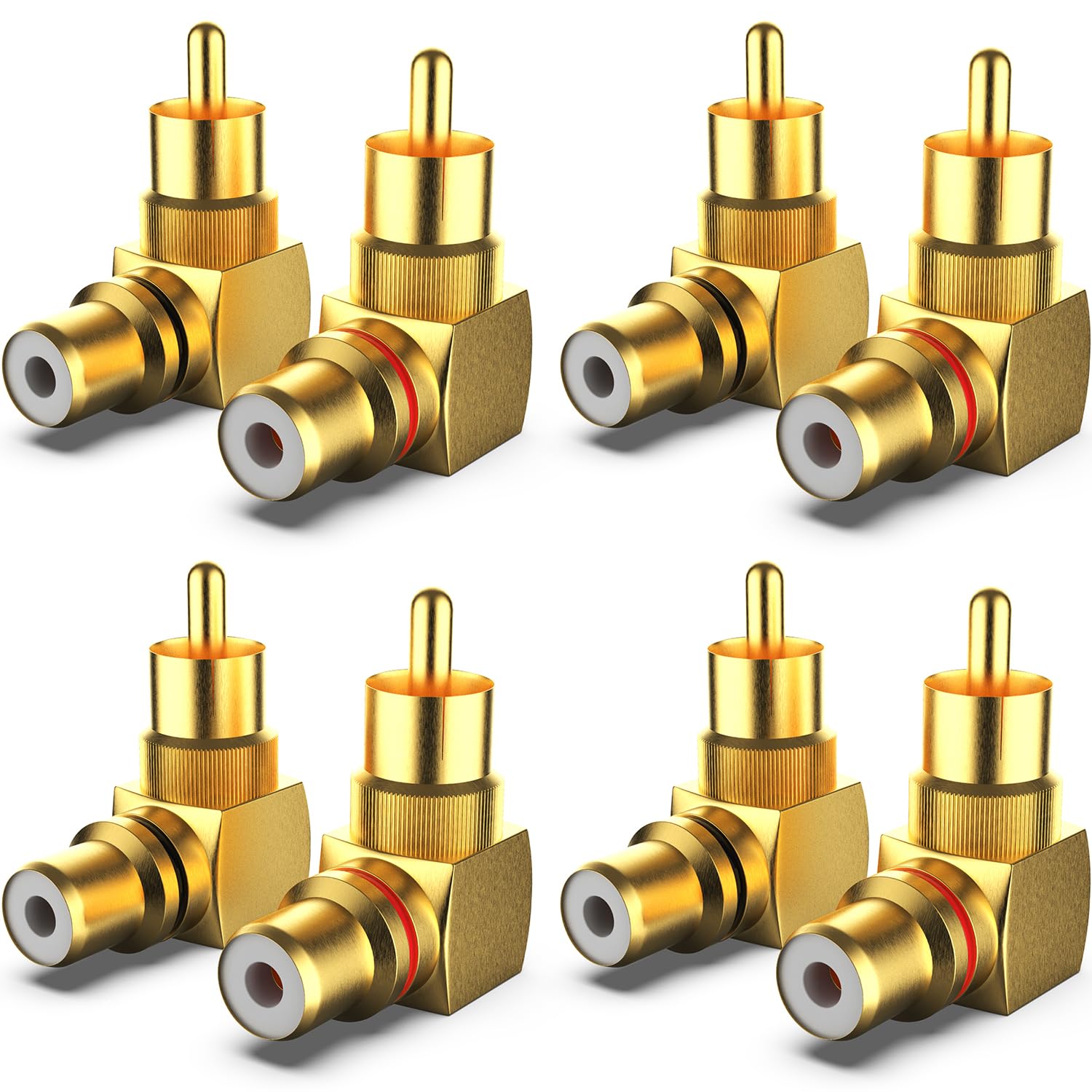 وارمستور Warmstor Rca Right Angle Adapter -plated 8-pack 90 Degree Metal Rca Male To Rca black metal