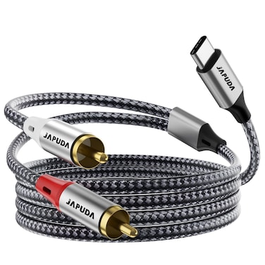 Japuda USB C to 2 RCA Audio Cable, 4Ft Type-C to RCA Male to Male Y, 2RCA Jack USB-C Audio Cable for iPhone15,Tablet, Home Theater, DVD, Amplifier, Speaker, Car Stereo, Samsung Galaxy S23