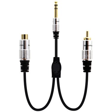 LOKEKE 6.35MM to RCA &amp; DC3.5mm Y Splitter Cable, Gold-Plated 6.35mm 1/4 TRS Male to DC3.5mm Female/RCA Male Mono Stereo Audio Cable Cord for Speaker Amplifier Guitar(RCA + 3.5)