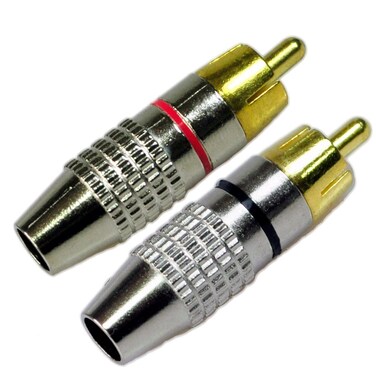 Conwork RCA Plug Solderless, 2-Pack RCA Male Plug Screws Audio Video in-Line Jack Adapter Gold Plated