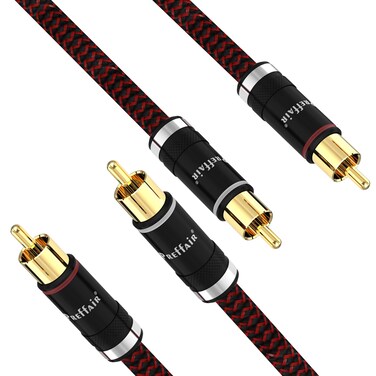Preffair 2Pcs RCA Cables OFC Copper Shielded Interconnecting Wires with Gold Plated RCA Male to RCA Male Connectors Braided Signal Wires for Amplifier, Subwoofer, DAC Decorder,Speaker.(1M/3.3FT)