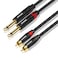 DREMAKE Dual 1/4 Inch TS to Dual RCA Stereo Audio Cable 3FT, RCA to 6.35mm Interconnect Cable, 2 Quarter Inch to 2 RCA Cord, Dual RCA Male to Dual TS 1/4'' Male Adapter Cable for Home Theater System
