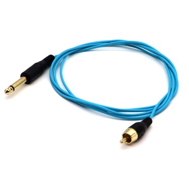 LOKEKE Tattoo Clip Cable, Gold-Plated OD2.2MM 6.35MM to RCA Male to Male with 90 Degree Tattoo Clip Machine Connector Power Cable Cord for Tattoo, 5.9FT(M to M 90 Degree, Black)