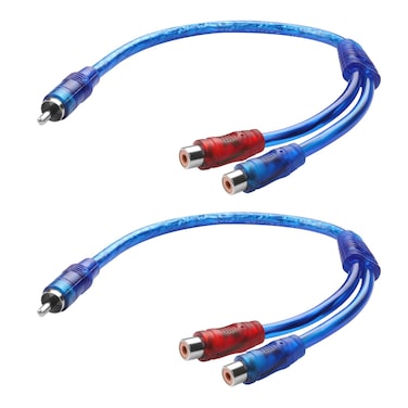 YAODHAOD RCA Y Splitter Cable, RCA 1 Male to 2 Female Audio Video Cable,Short RCA Audio Speaker Splitter Cable for Subwoofer, Car Radio, Amplifier, TV - 9.8inch (2 Pack) (1 Male to 2 Female)