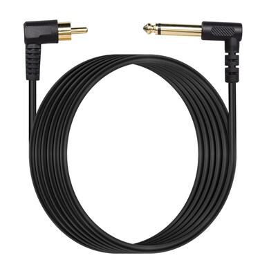 RIIEYOCA 90 Degree Right Angle RCA to 1/4 Inch Audio Cable, Gold Plated 6.35mm TS Mono Male to RCA Male Patch Cord (Black,2m)