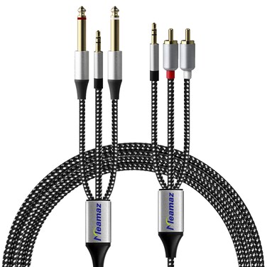 Meamaz 6.56ft/2M RCA Cables, RCA to 1/4" 6.35mm Audio Cable RCA to 3.5mm Stereo Cable Male to Male Bi-Directional Audio Cable Use for CD TV Audio Mixer&iuml;&frac14;&OElig;Power Amplifier, Speaker Headphone etc.