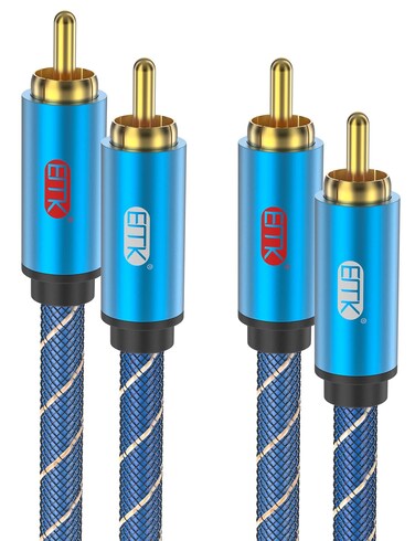 EMK RCA Cable 2RCA Male to Male Stereo Audio Cable RCA Adapter HiFi Sound Braided Stereo RCA Cord Compatible with Home Theater/HDTV/Amplifiers/Hi-Fi Systems/Car Audio/Speakers(6.6ft/2m)