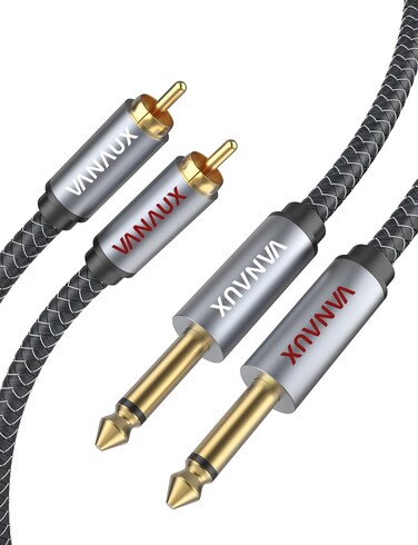 VANAUX RCA to 1/4 Cable, Dual 1/4 inch to Dual RCA Stereo Cable,Mono Phone Plug 2x6.35mm Male to 2RCA Male Gold Plated Audio Interconnect Cable for Microphone Mixer Amplifier(10ft/3m)