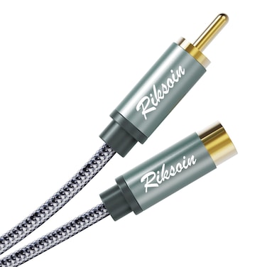 Audio RCA Cable, Riksion RCA Audio Subwoofer Cable [Shield, Hi-Fi Sound] Nylon Braided Male-to-Female Coaxial Cable for HDTVs, Amplifiers, DVD Players, Hi-Fi Speakers, Audio Mixers &amp; More (4Feet)