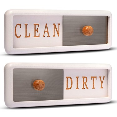 TEYGA Bamboo Dishwasher Magnet Clean Dirty Sign - Clean Dirty Magnet for Dishwasher, Dirty Clean Dishwasher Magnet, Dishwasher Clean Dirty Sign, Clean and Dirty Dishwasher Magne