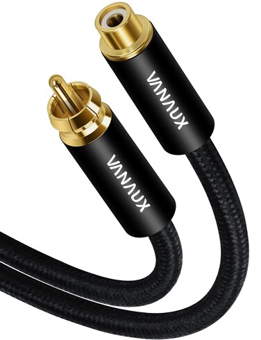 VANAUX Subwoofer Extension Cable Male to Female Digital Coaxial Audio Cable Compatible with Home Theater, Sound Bar, TV, PS4, Xbox, Playstation,Black (6.6ft/2m)