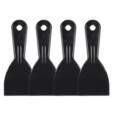 uxcell Putty Scraper 3" ABS Plastic Spatula Drywall Patch Repair Spreader Wall Covering Smoother Black 4Pcs