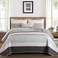 Dinjoy Grey Boho Quilt Set Queen Size,Spring Gray Bedding Sets Striped Patchwork Brown Bedspread Lightweight Micofiber Farmhouse Coverlet Bed with 2 Pillowshams for Men All Seasons