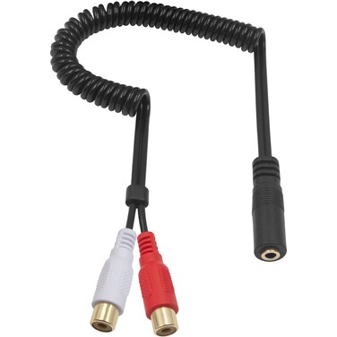 Duttek 3.5mm Female to RCA Audio Cable, 3.5mm Female to RCA Female Stereo Audio Coiled Cable Y Adapter Gold Plated, 3.5mm Female to RCA, for Tablets, Stereo System, Computer, Sound Speaker. 2.6Feet