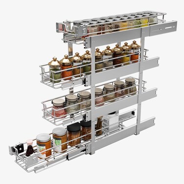 Sikarou 4-Tier 5" W x 21" D Narrow Pull Out Cabinet Organizer, Roll out Spice Rack Holder Shelve, Slide Out Slim Storage Wire Baskets for Storage Organization