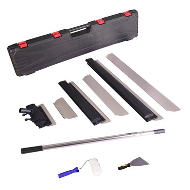 BHTOP Drywall Tools Skimming Blade with Extension Handle - 12", 20" &amp; 32" Blades with 2 Pack 0.3 mm Blades, Construction Tools End Caps, Wall-Board with Outer Box, Drywall Roller,Taping Knife