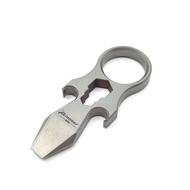 EDC Titanium Pry Bar, Pocket Pry Bar Titanium Multitool Keychain Bottle Opener,Multi specification wrench (silver)