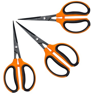 GROWNEER 3 Packs Trimming Scissors Teflon Coated Non Stick Blades Pruning Shears Gardening Hand Pruning Snips with Straight Stainless Steel Precision Blade