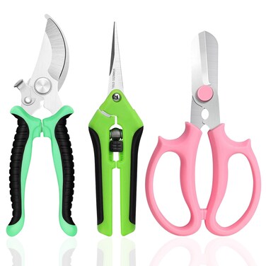 Gardening Pruning Shears, ZXK CO 3 Pack Hand Pruner Floral Scissors with Stainless Steel Blade, Non-slip Handle, Professional Garden Tool Set for Cutting Branches, Rose Flowers, Fruit, Planting