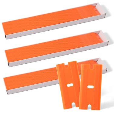NEWISHTOOL Plastic Scraper Blades, 300 PCS Double Edged Plastic Blade Replacement Blades for Plastic Scraper and Safety Glass Scraper with 1.5 Inch Plastic Blades for Removing Label, Decals &amp; Adhesive