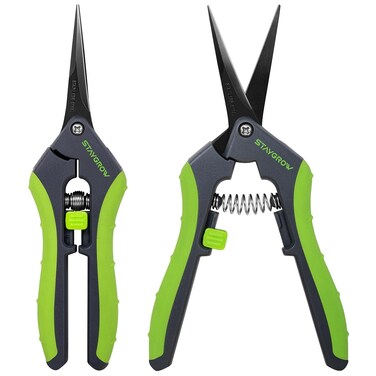 STAYGROW 2pcs 6.5" Pruning Shears for Gardening, Ultra Sharp Garden Scissors for Precise Cuts, Stainless Steel Bonsai Clippers with Spring Loaded, 6.5 Inch Garden Shears (1pc Straight &amp; 1pc Curved)
