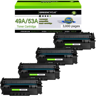 greencycle Compatible Toner Cartridge Replacement for HP 49A Q5949A 53A Q7553A Work with 1320 1320n 3390 1160 3392 P2015 P2015dn M2727nf Laser Printer (Black, 4-Pack)