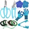 WILLBOND 11 Pcs Rose Thorn Remover Valentine Leaf Stripping Tool Garden Pruning Shear Scissors Kit Thorn Remover for Roses Floral Gloves and Floral Tape for Outdoor Gardening Flower(Blue)
