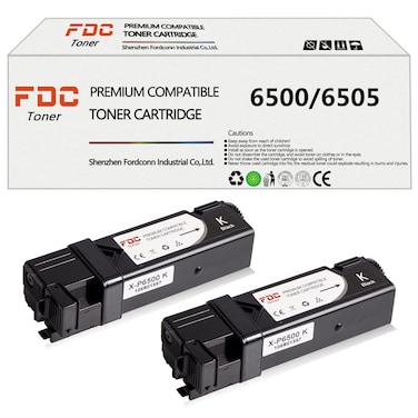 FDC Compatible Toner Cartridge Replacement for Xerox Phaser 6500 6500N 6500DN WorkCentre 6505 6505N 106R01597 High Yield Black (2 Pack)