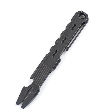 Titanium EDC Pry Bar Mini Pocket Pry Bar Crowbar EDC Tool Bottle Opener EDC Gear for Men with Pocket Clip (Black)