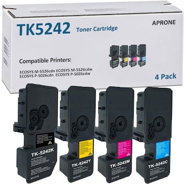 APRONE TK-5242 TK5242 Toner Cartridge Compatible for Kyocera TK-5242K TK-5242C TK-5242M TK-5242Y for ECOSYS P-5026cdw M-5526cdn P-5026cdn M-5526cdw (Black/Cyan/Magenta/Yellow,4-Pack)