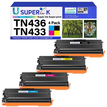 SuperInk TN436 TN433 TN431 Toner Cartridge Replacement Compatible for Brother TN-436 TN-433 TN-431 Work with HL-L8360CDW/L8260CDW MFC-L8900CDW/L8690CDW Printer (Black,Yellow,Cyan,Magenta 4 Pack)