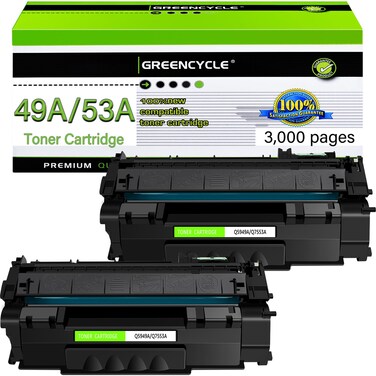 greencycle Compatible Toner Cartridge Replacement for HP 49A Q5949A 53A Q7553A Work with 1320 1320n 3390 1160 3392 P2015 P2015dn M2727nf Laser Printer (Black, 2-Pack)
