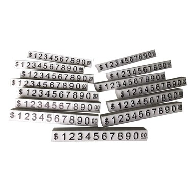 Price Tag Cube Adjustable Assembly Number Angled Pricing Counter Display Stand Label Sale Price 14 Sets (White, Large)