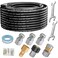 POHIR Sewer Jetter Kit 50FT for Pressure Washer 4000PSI Hydrojet Drain Cleaning Kit with Button Nose 1/4 Inch NPT Rotating Sewer Jet Nozzle Spanner Waterproof Tape Pearl Corsage Pin