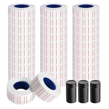 LonXFan 1,5000PCS Price Gun Labels 30 Rolls Price Labels for MX-5500 Label Gun, White Price Stickers Plus Extra 3Pcs Price Gun Refill Ink Roll