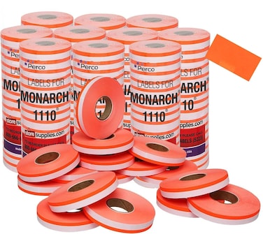 Perco Fluo. Red Pricing Labels for Monarch 1110 &acirc;&euro;&ldquo; 10 Sleeves Value Pack, 170,000 Pricemarking Labels