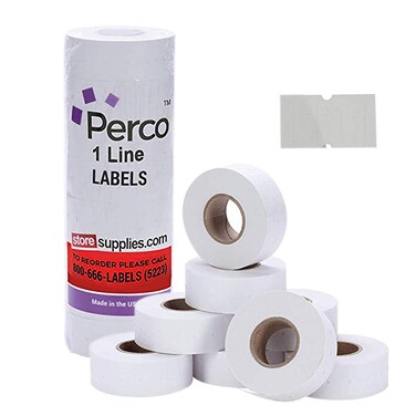 Perco 1 Line Freezer Adhesive White Labels - 1 Sleeve, 8,000 Blank Pricing Labels for Perco 1 Line Price and Date Guns