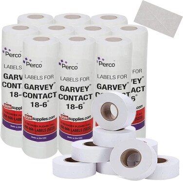 1812 White Pricing Labels for Garvey 18-6 One Line Price Gun &acirc;&euro;&ldquo; 10 Sleeves &acirc;&euro;&ldquo; 140,000 Price Marking Labels