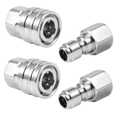 POWER TOWN Pressure Washer Coulper, 1/4 Inch Quick Connect Fittings, Pressure Washer Adapter Set with 1/4 Inch Female NPT, Stainless Steel