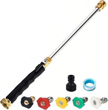 Upgraded Jet Nozzle for Garden Hose, Includes 5 High-Pressure Interchangeable Nozzles and Quick Connectors High Pressure Washer Tools for Watering Plant&amp;Lawn,Washing Car&amp;Pet,Floor(Black)