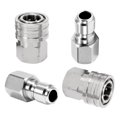 M MINGLE Pressure Washer Adapter, 2 Sets 3/8 Inch Quick Connect Fittings, Stainless Steel Pressure Washer Fittings, Male and Female Power Washer Quick Disconnect Kit, 5000 PSI