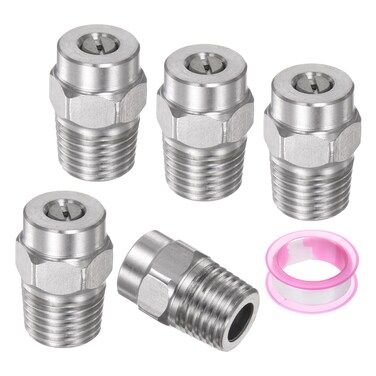 uxcell 5 Pcs 40 Degree Thread Washer Spray Tip 1/4" Male NPT Pressure Washer Tip 1.236mm Orifice Stainless Steel for Water Broom and Undercarriage Cleaner