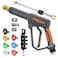 Heliwoo High Pressure Washer Gun with Swivel Ends, Power Washer Gun with M22 14mm &amp; 15mm Fitting, 3/8" Swivel USA-NPT Thread, 7 Nozzle Tips, Replacement Extension Wand - 3600PSI/5.5 GPM