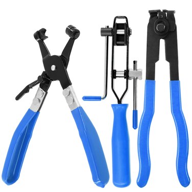 Swpeet 3Pcs Blue CV Joint Boot Clamp Pliers and Swivel Flat Band Hose Clamp Pliers Assortment Kit, Ear Boot Tie Pliers Car Band Tool Car Water Pipe Locking Pliers Automotive Hose