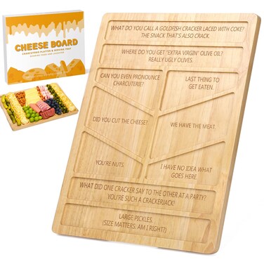 Vastsea Funny Charcuterie Boards with Jokes - Large Wooden Serving Platters for Entertaining, Wedding Hostess House Warming Gifts for New Home Women, Divided Cheeseboard, 17"&Atilde;&mdash;13