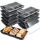 Shellwei 10 Pcs Divided Catering Trays with Lids 15 x 10 Inch 3 Compartments Charcuterie Board with Lid Cookie Platter with Lid Reusable Plastic Catering Trays Serving Platter for Party